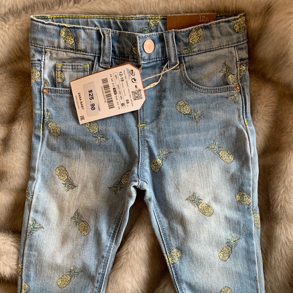 NWT ZARA baby girl pineapple jeans 12-18m